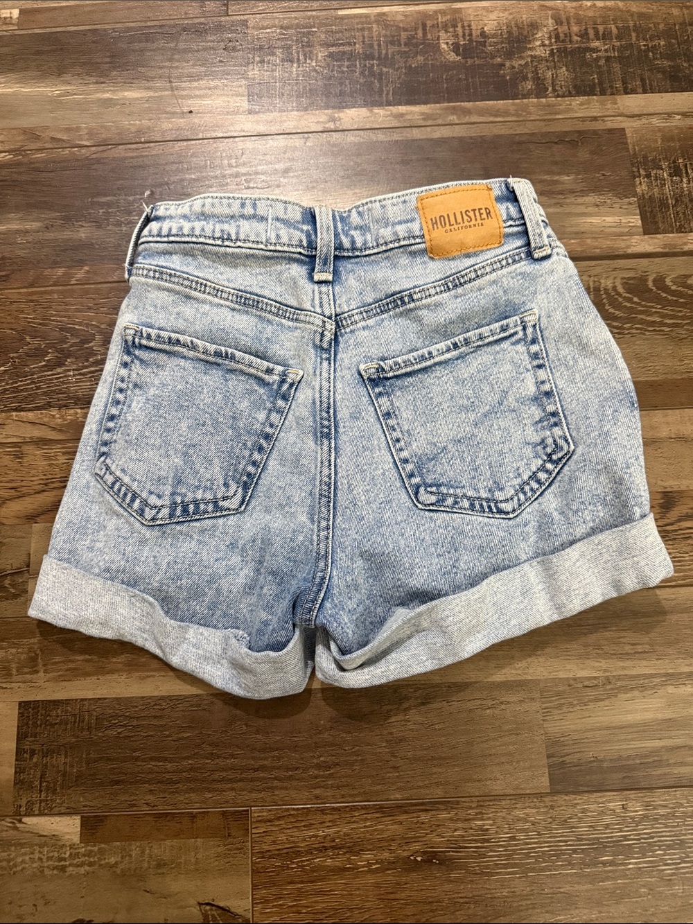 Hollister Acid Wash Light Blue Distressed Denim Shorts - Picture 2 of 3
